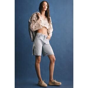 AGOLDE Vida High Rise Size 27 Fragment Denim Shorts Relaxed Side Slit Rigid